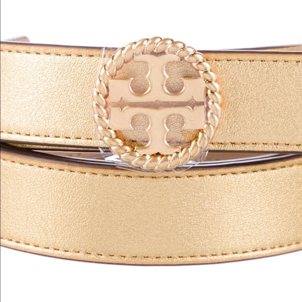 Tory Burch Skinny Gold Reversible Leather Belt Large